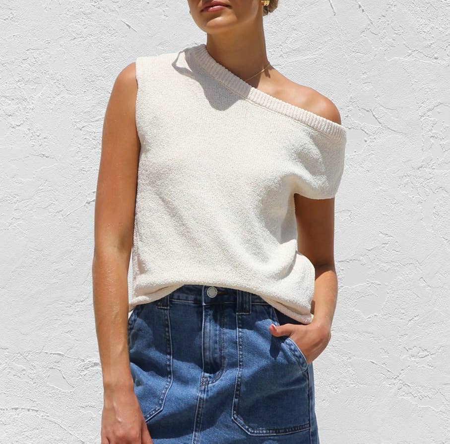 Solid color,off-the-shoulder,loose short sleeve