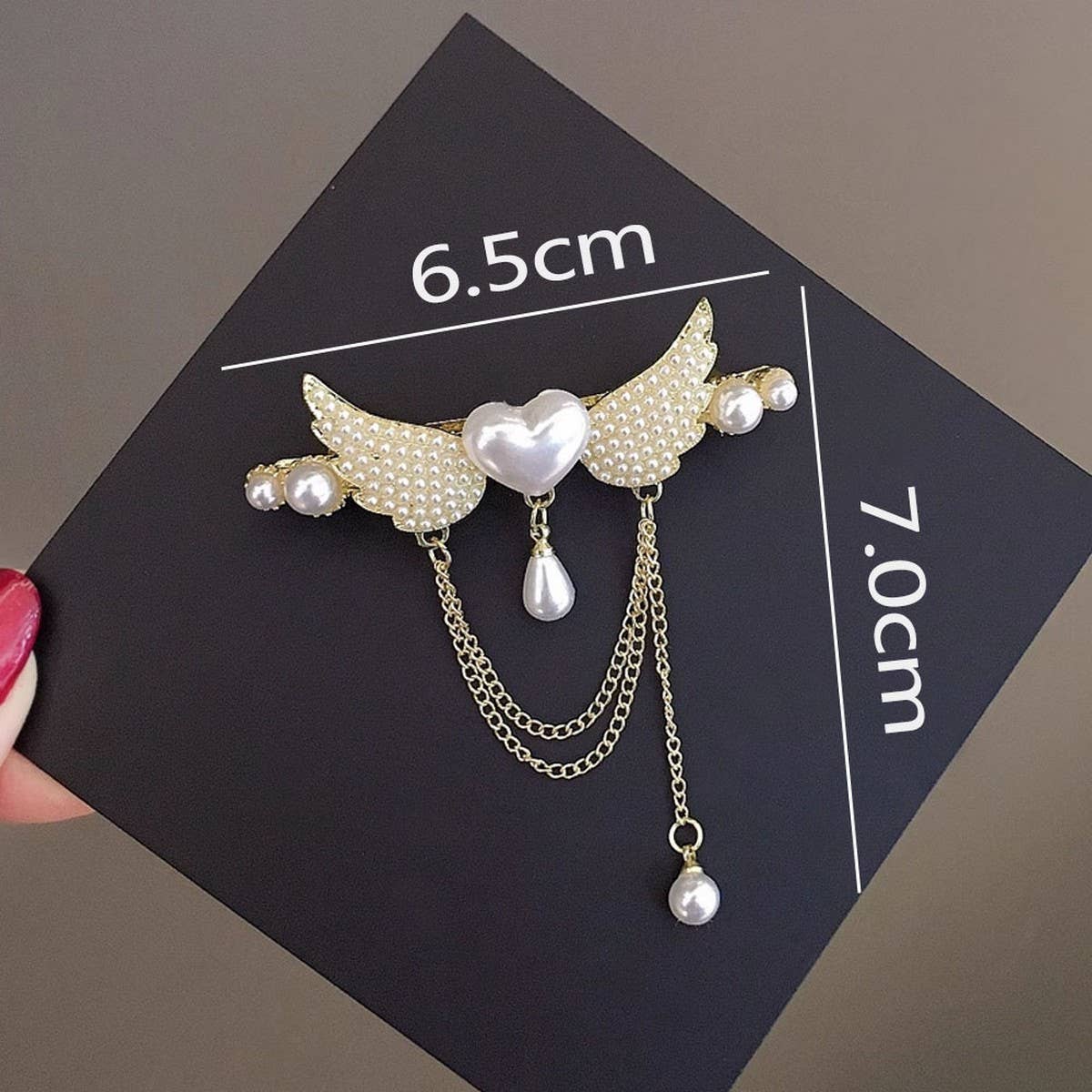 SWEET HEART TASSEL SPRING CLIP PEARL HAIRPIN