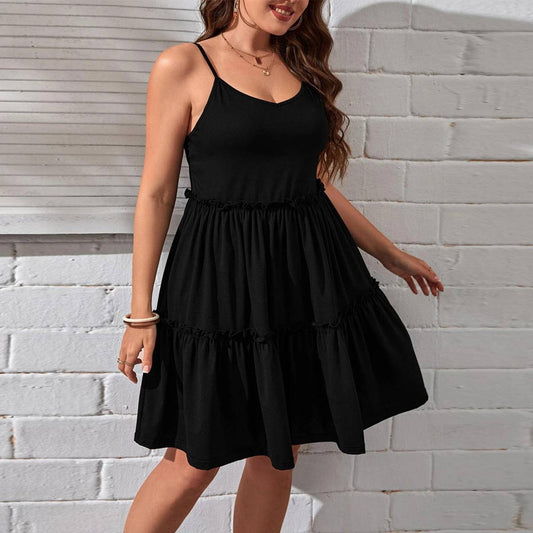 OVERSIZED SUSPENDER WAIST CINCHED CAKE DRESS_CWDSD3321