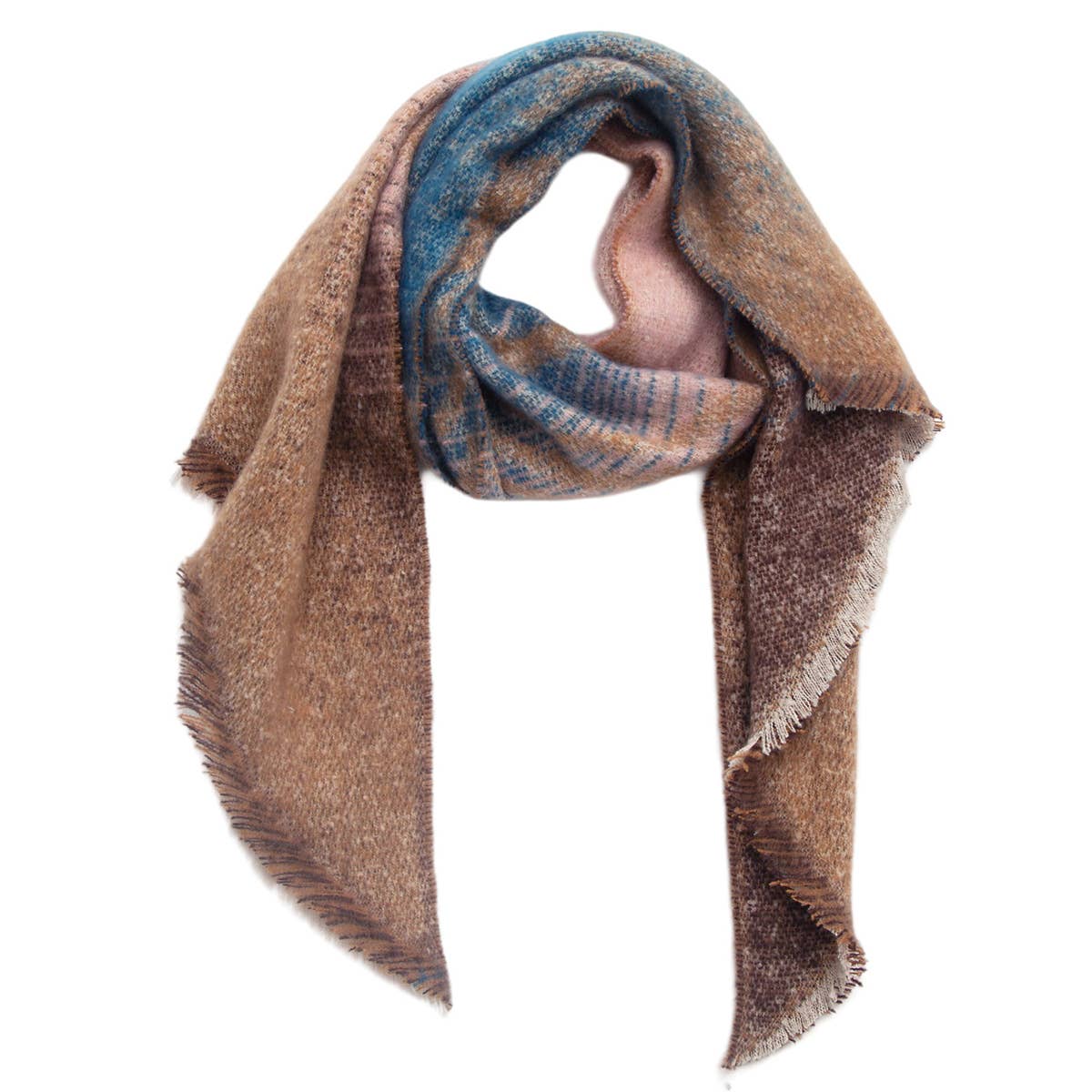 Striped Fuzzy Shawl - Thick Winter Wrap for Women_CWASC0120