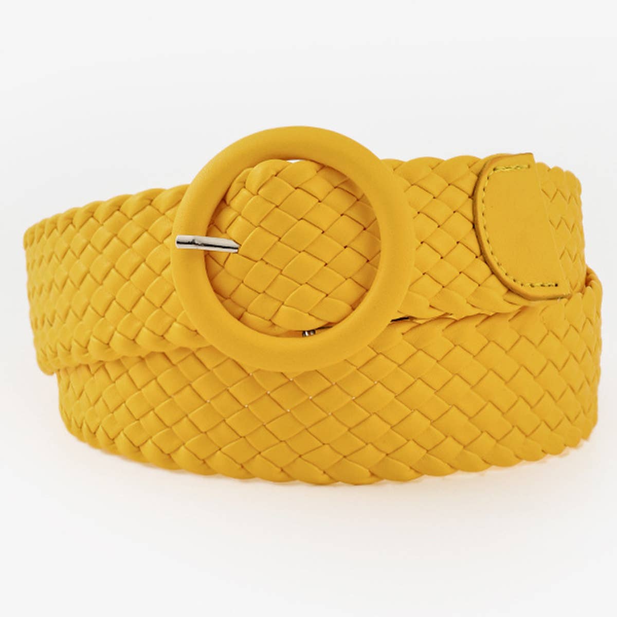 ROUND BUCKLE WOVEN BELT_CWABE0112