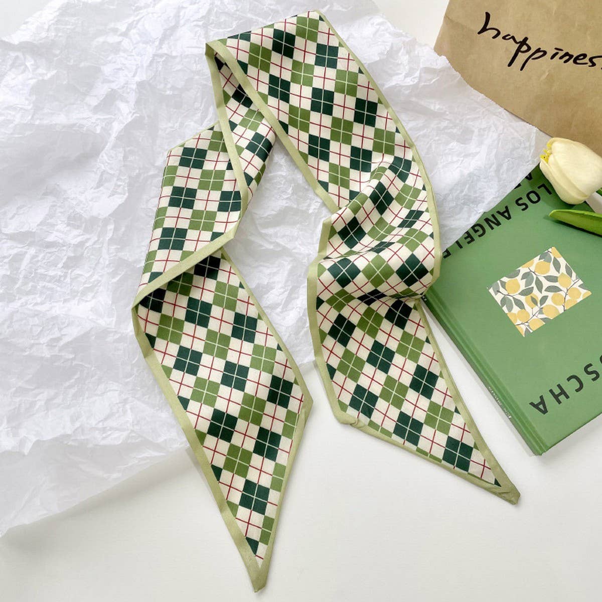 GREEN FRESH PROFESSIONAL SCARF AND RIBBON