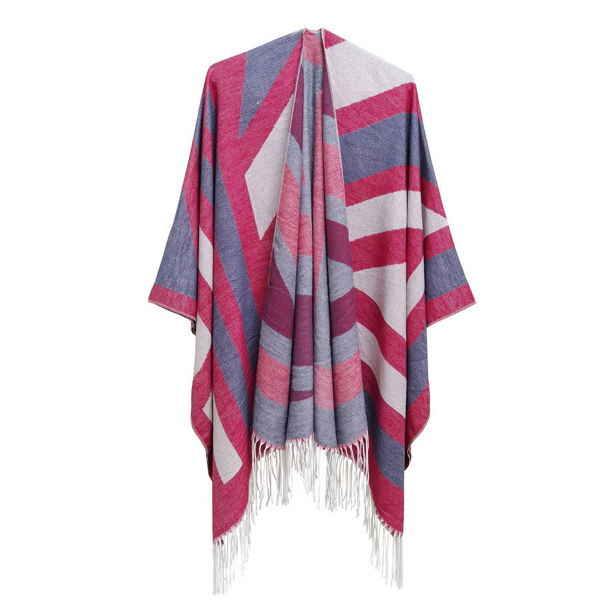 GEOMETRIC TASSEL SPLIT WARM SHAWL