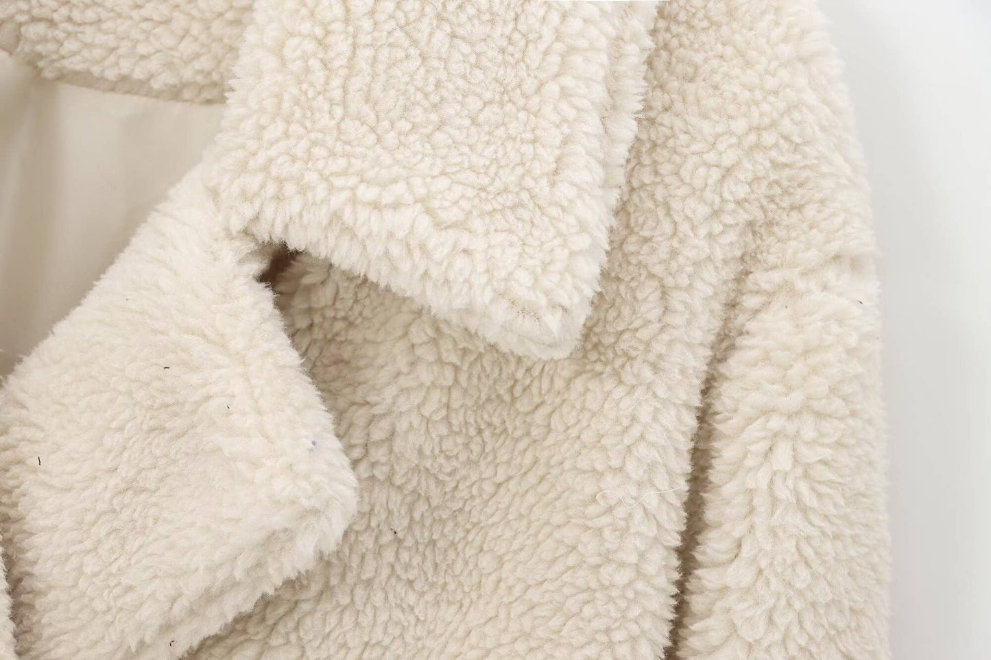 Solid-color lapel woolen overcoat coat