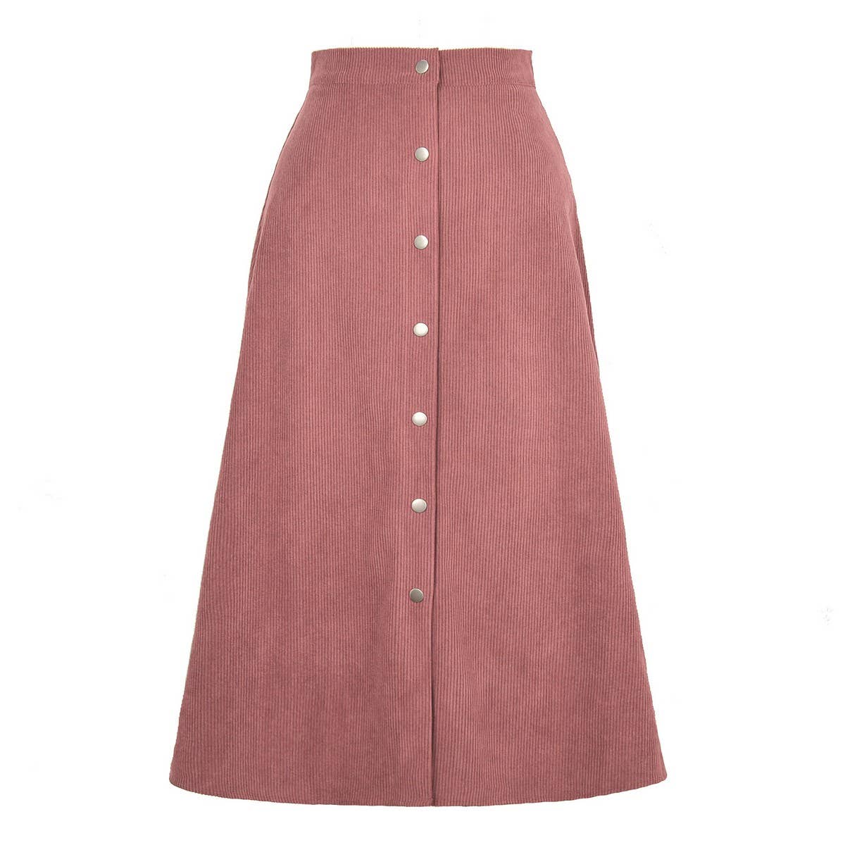 CORDUROY SKIRT SINGLE BREASTED HIGH WAISTLONGSKIRT