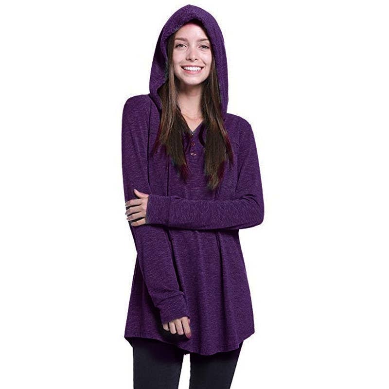 CWOHOL0286_Crew Neck Pullover Hoodie Casual Top