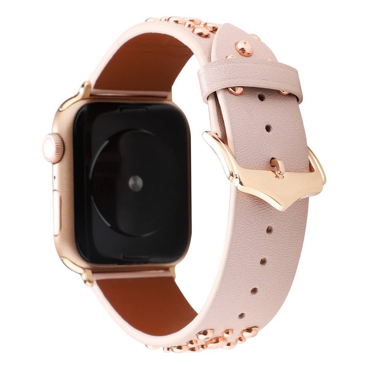 IWATCH9-1IWATCH8 GOLD RIVET GENUINE LEATHER STRAP