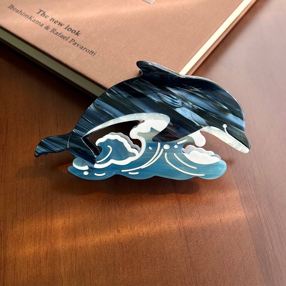 Ocean Wave Dolphin Shark Large Acetate Hair Claw_CWAHA5965