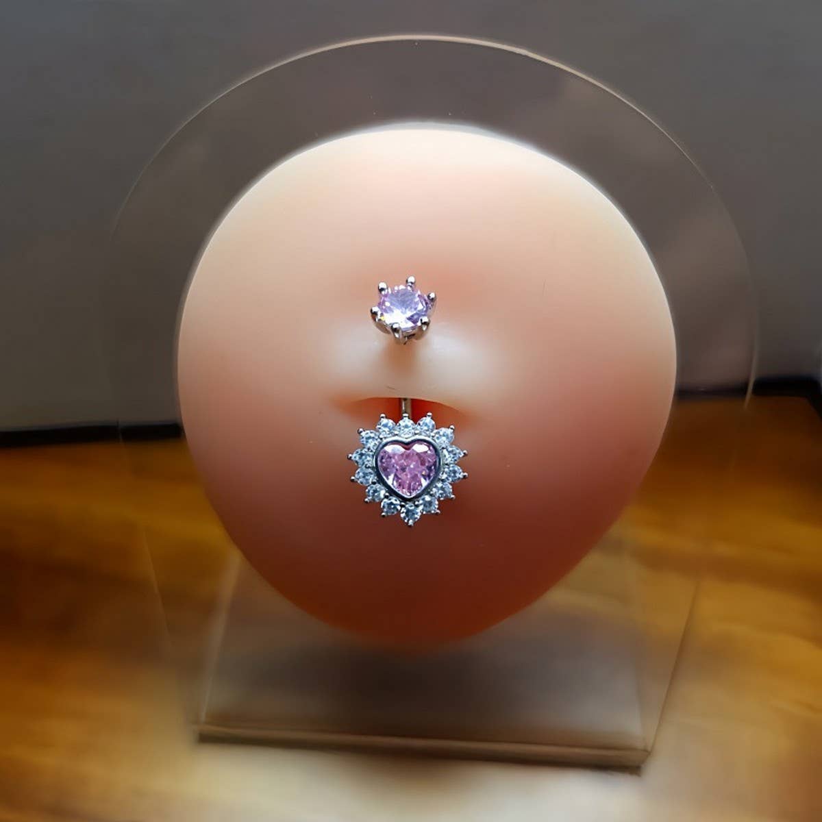 Sexy Hypoallergenic Heart Flower Zircon Belly Ring