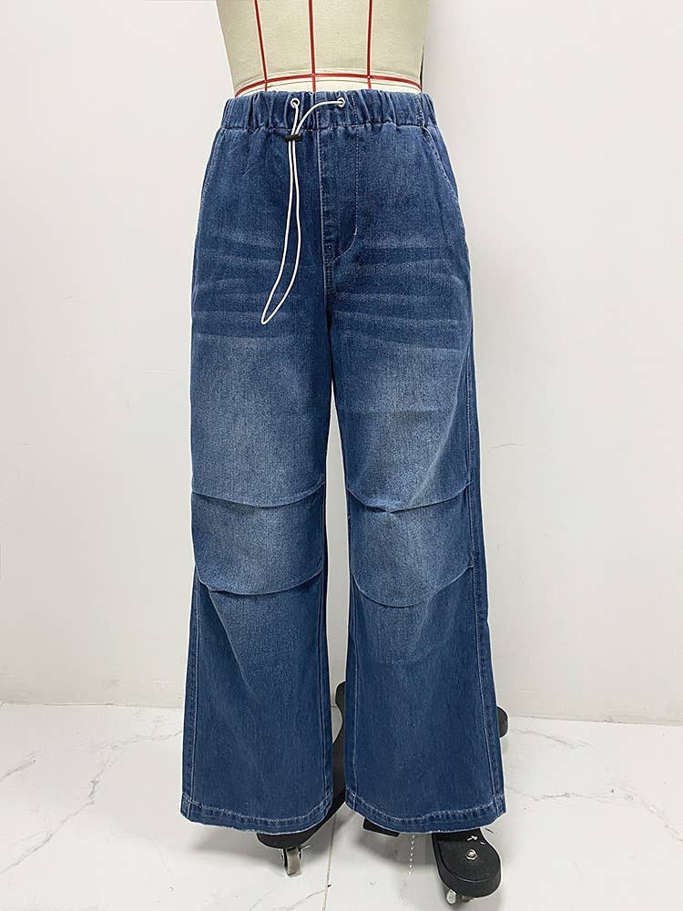 STRAIGHT-LEG WIDE-LEG PLEATED BAGGY JEANS