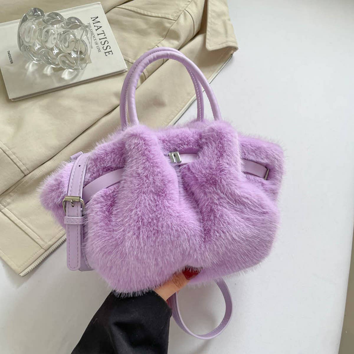 Fluffy Rabbit Fur Bag Korean Handbag Crossbody_CUAB00599