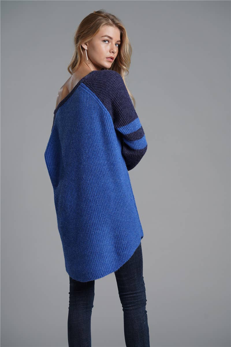 ALL-IN-ONE LONG LOOSE SOLID PULLOVER SWEATER