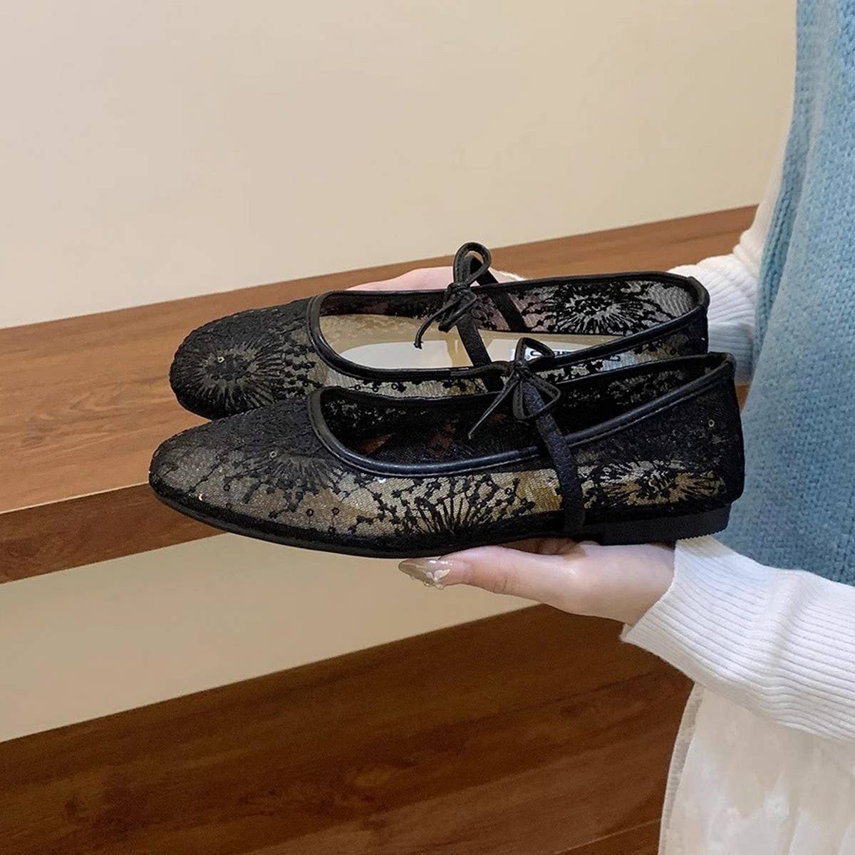 Fairy Style French Mesh Breathable Mary Janes_CWSHF0143