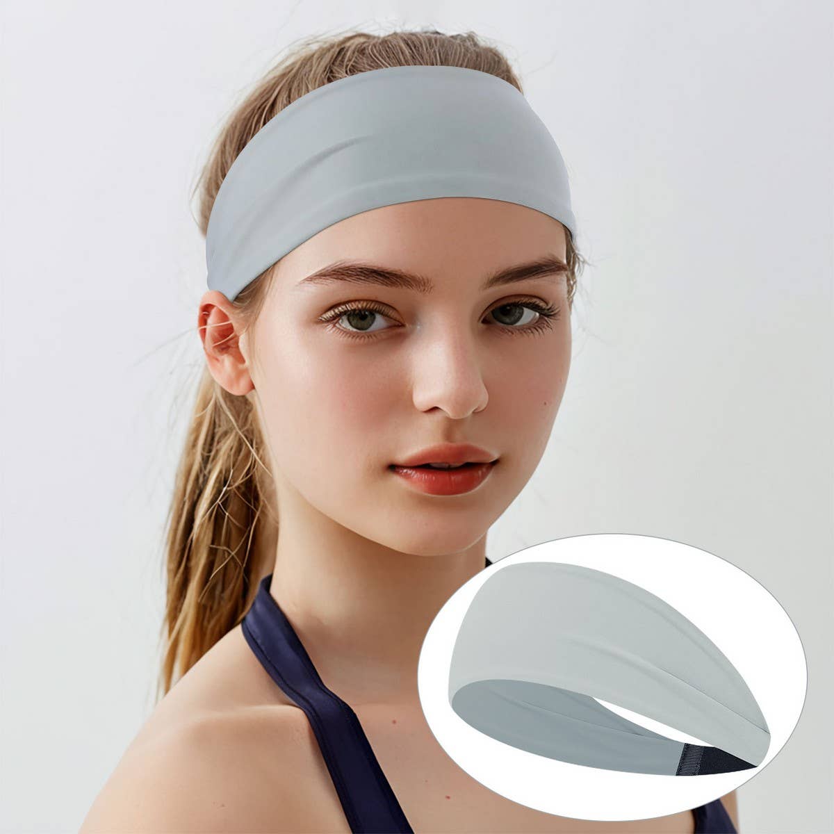 Wide Elastic Yoga Headband for Women Sweat-Wicking