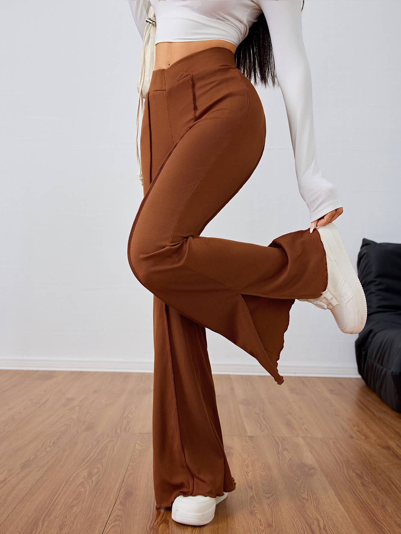 CASUAL ELASTIC-WAIST SLIMMING WIDE-LEG PANTS