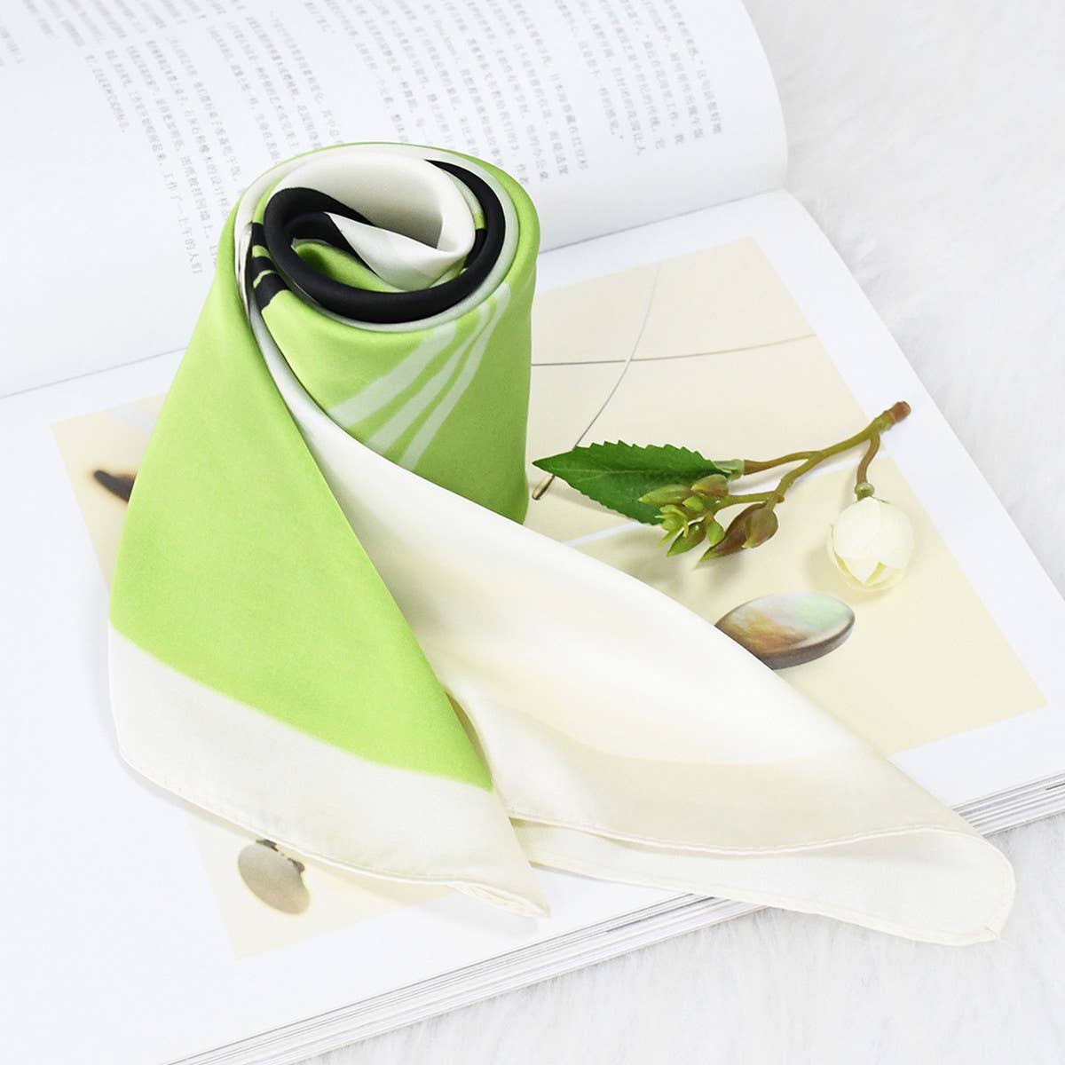 Floral Silk Scarf-Fresh & Elegant Square Headscarf