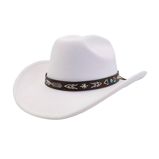 Men & Women Wool Cowboy Fedora Hat Ethnic Style_CWAH04498