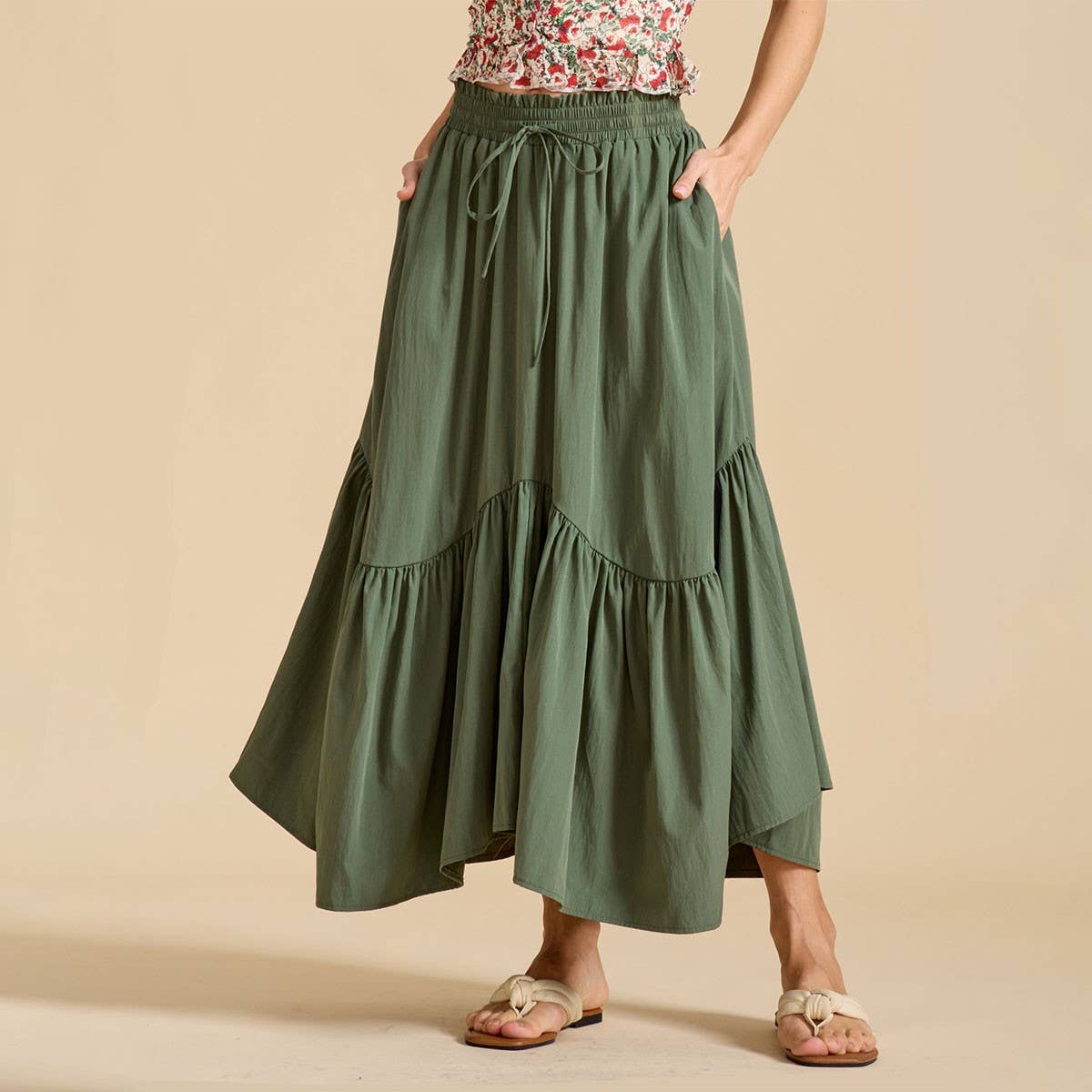 WAVE TIE ADJUSTABLE SKIRT LONG SWING SKIRT