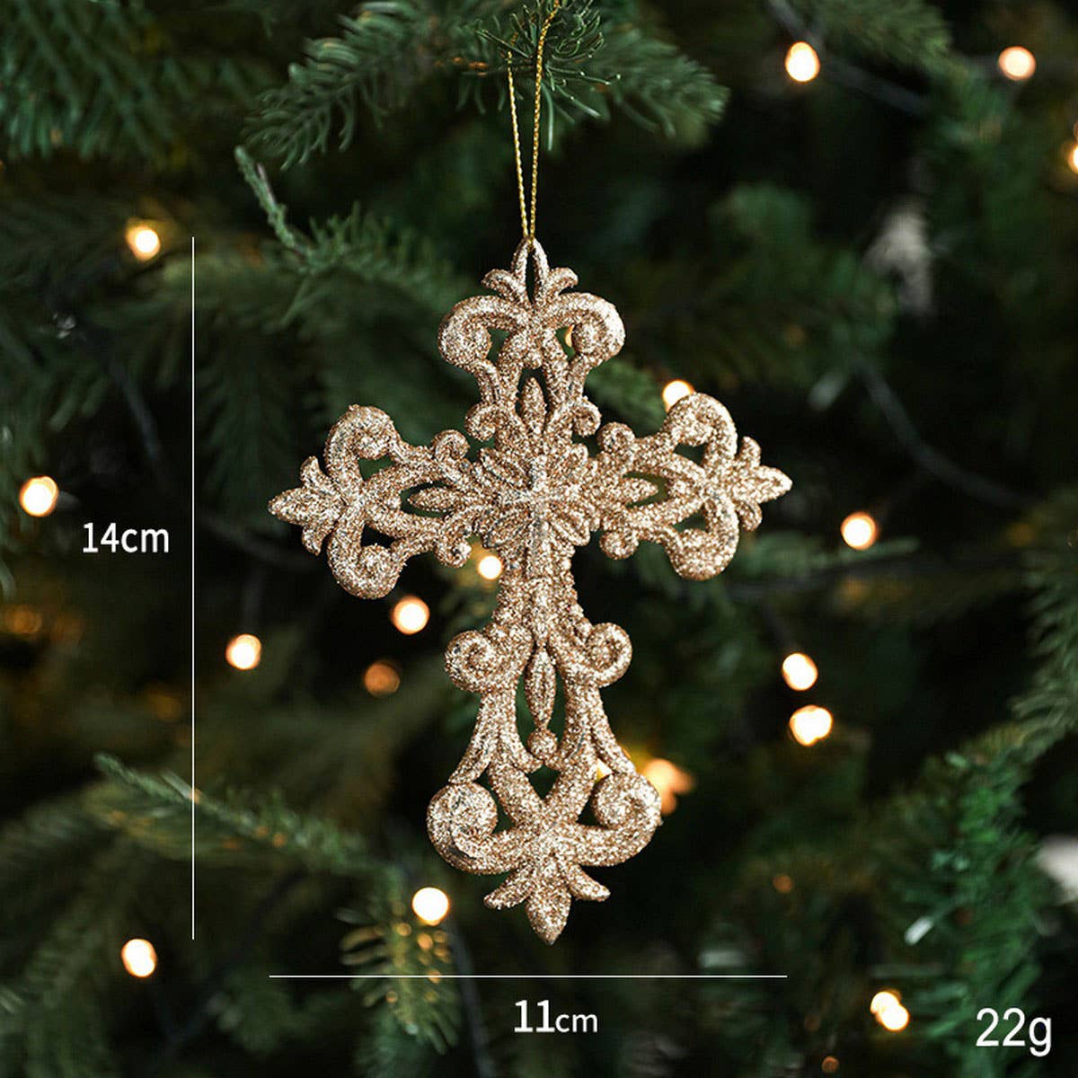 Champagne Glitter Plastic Christmas Ornament_CWMM9756