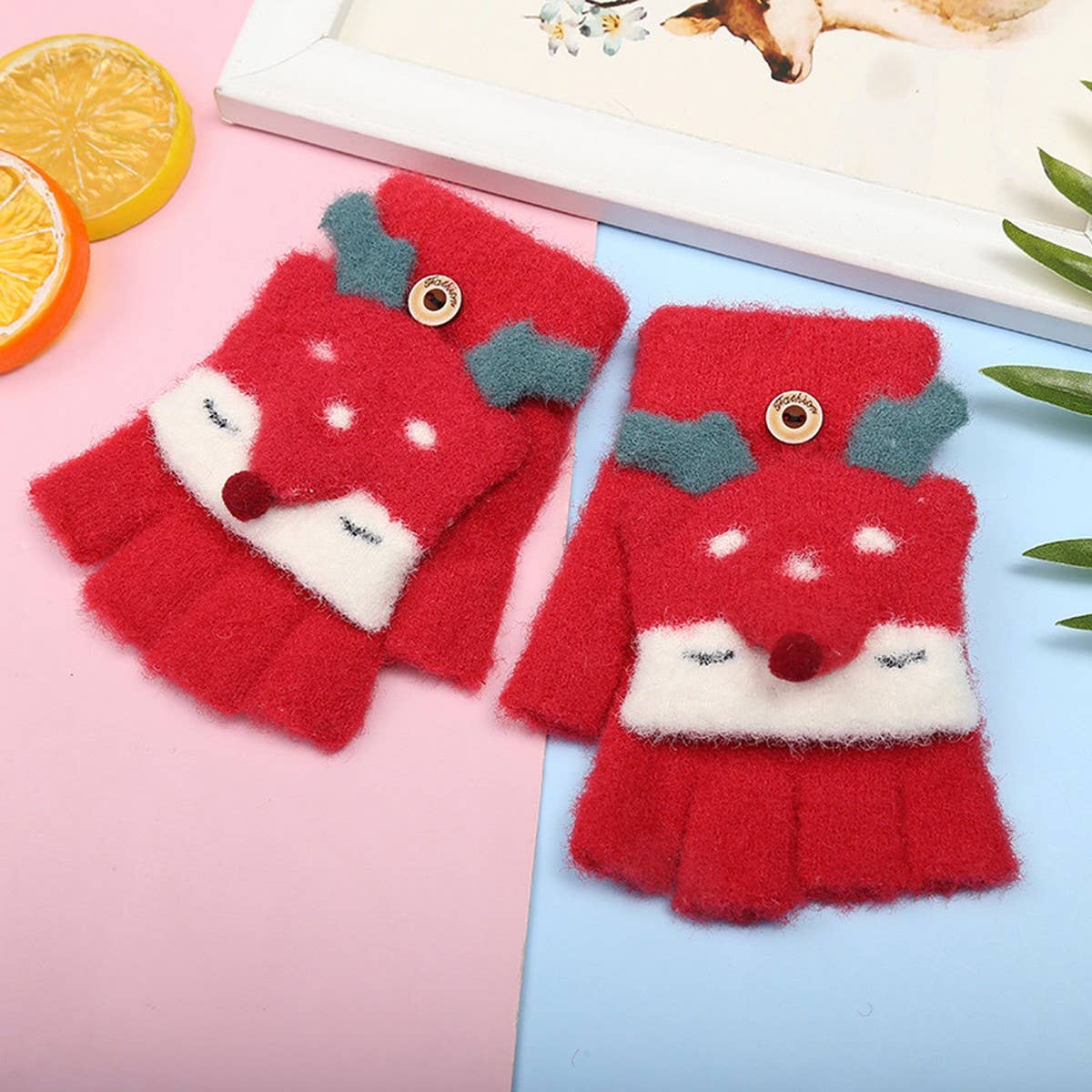 CHILDREN'S HALF-FINGER FLIP COVER WARM TOWER SKIN_CWAG0162