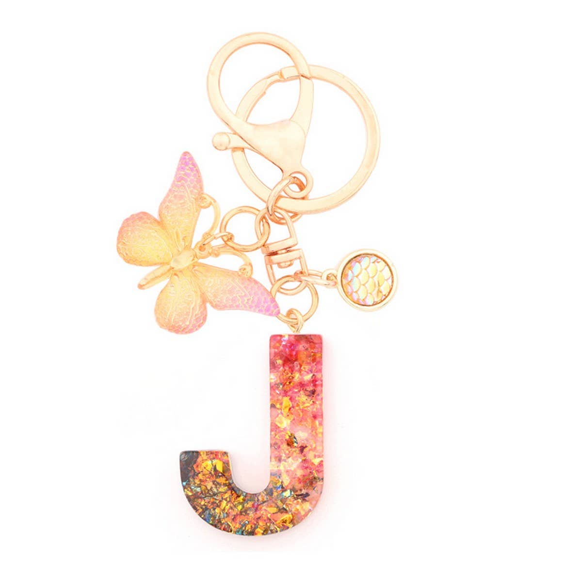 Creative Crystal Letter Keychain with Resin Sequins_CWAB5021