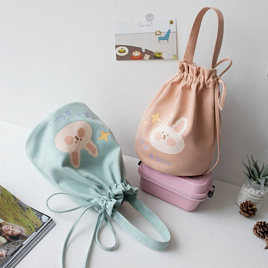 Cute Canvas Drawstring Bucket Bag for Students_CWAB5669
