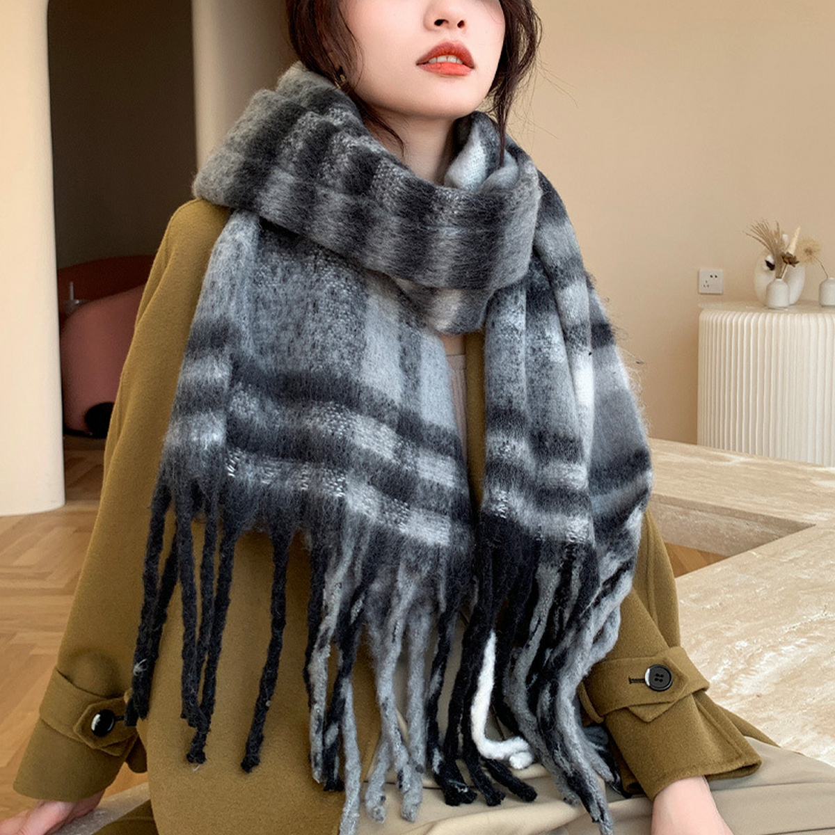 Plush AC Scarf ??Thick Soft Winter Wrap_CWASC2701