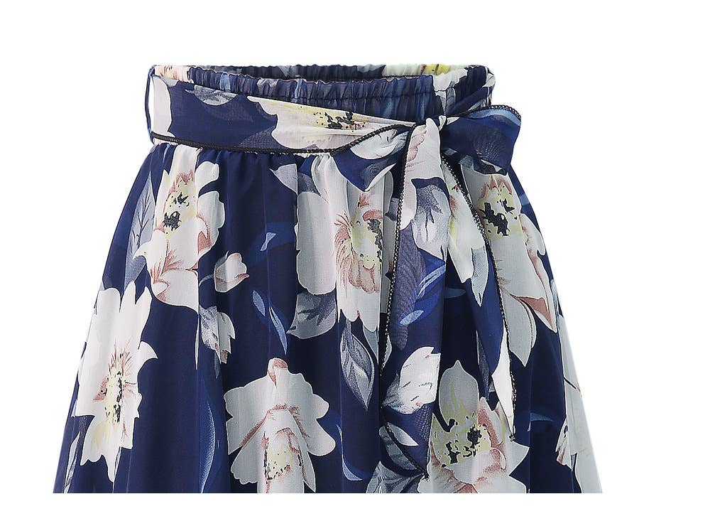Floral big swing chiffon skirt