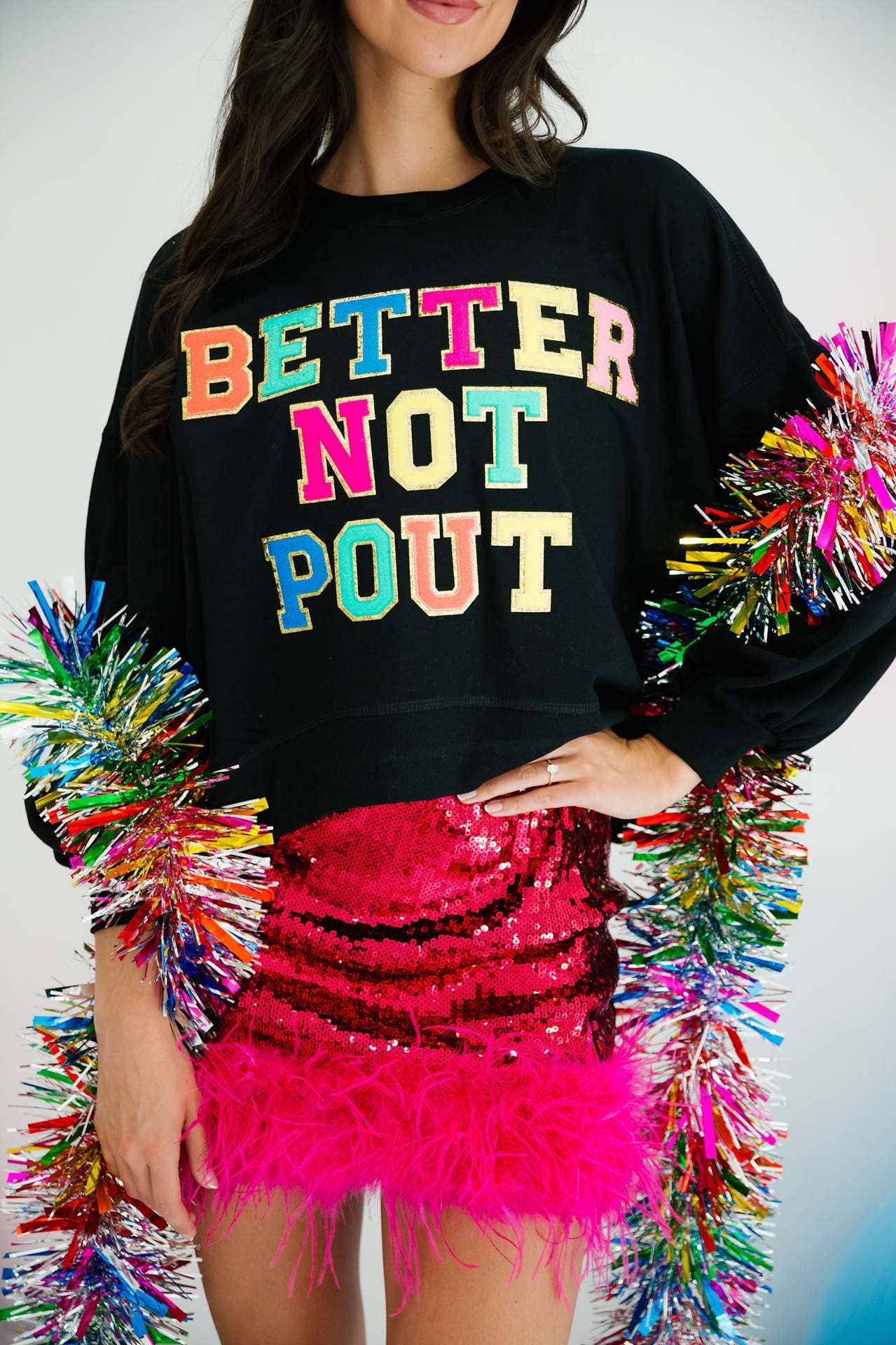 Sequined round-neck long-sleeved sweatshirt