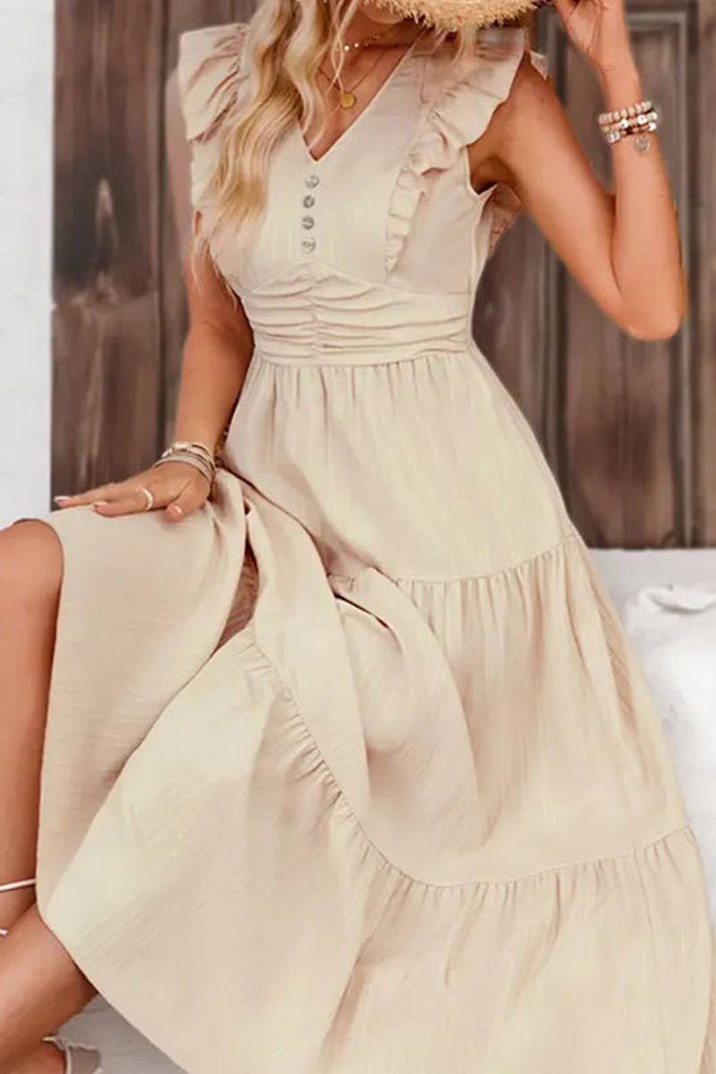 CWDMD5056_RUFFLED SLIM FIT SOLID COLOR LONG CAKE SKIRT