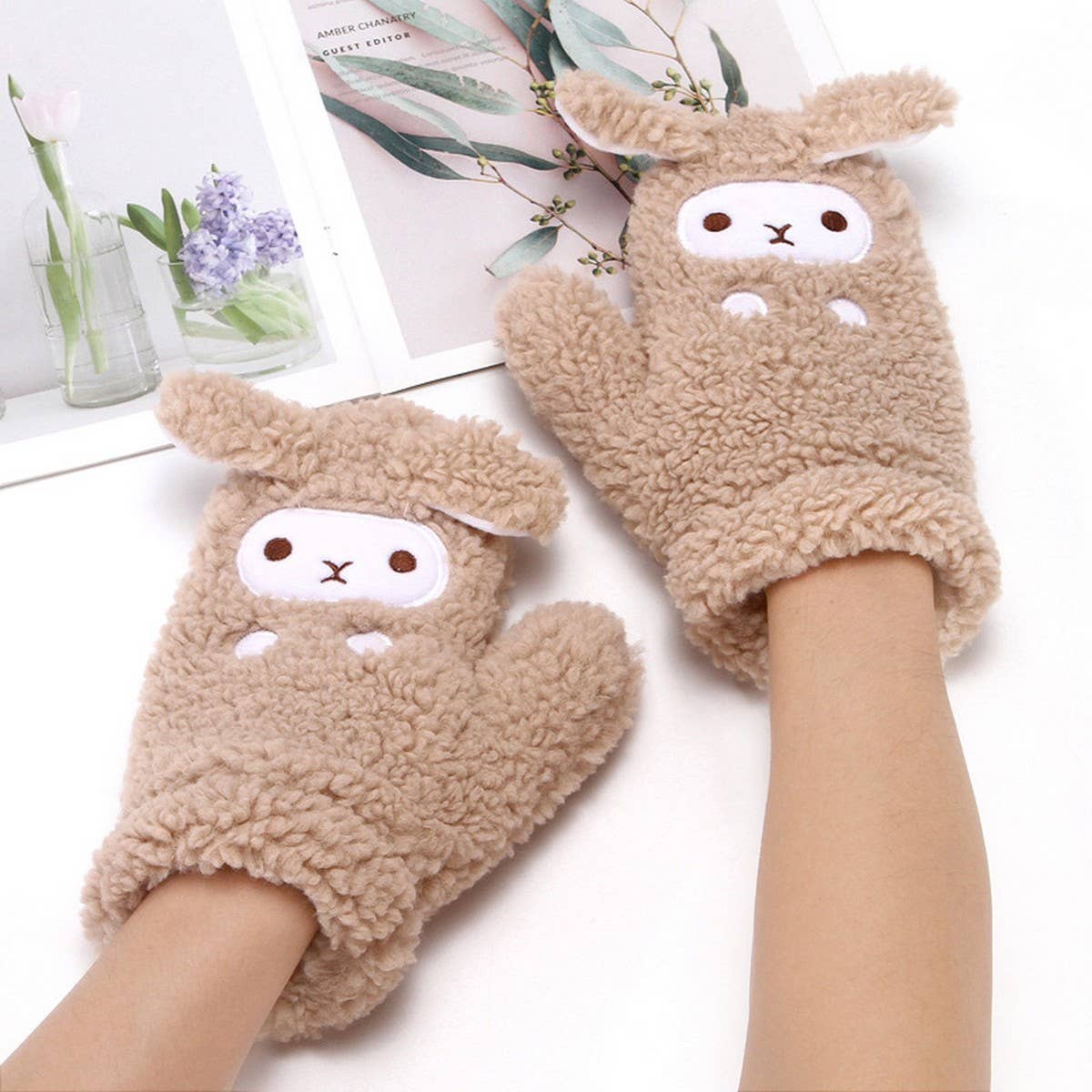 WINTER WARM PLUS VELVET THICK CUTE HALTER GLOVES_CWAG0266