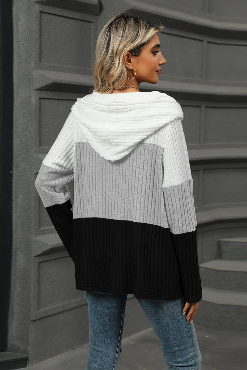 CWOHOL1098_LOOSE FIT CONTRAST ZIP HOODIE