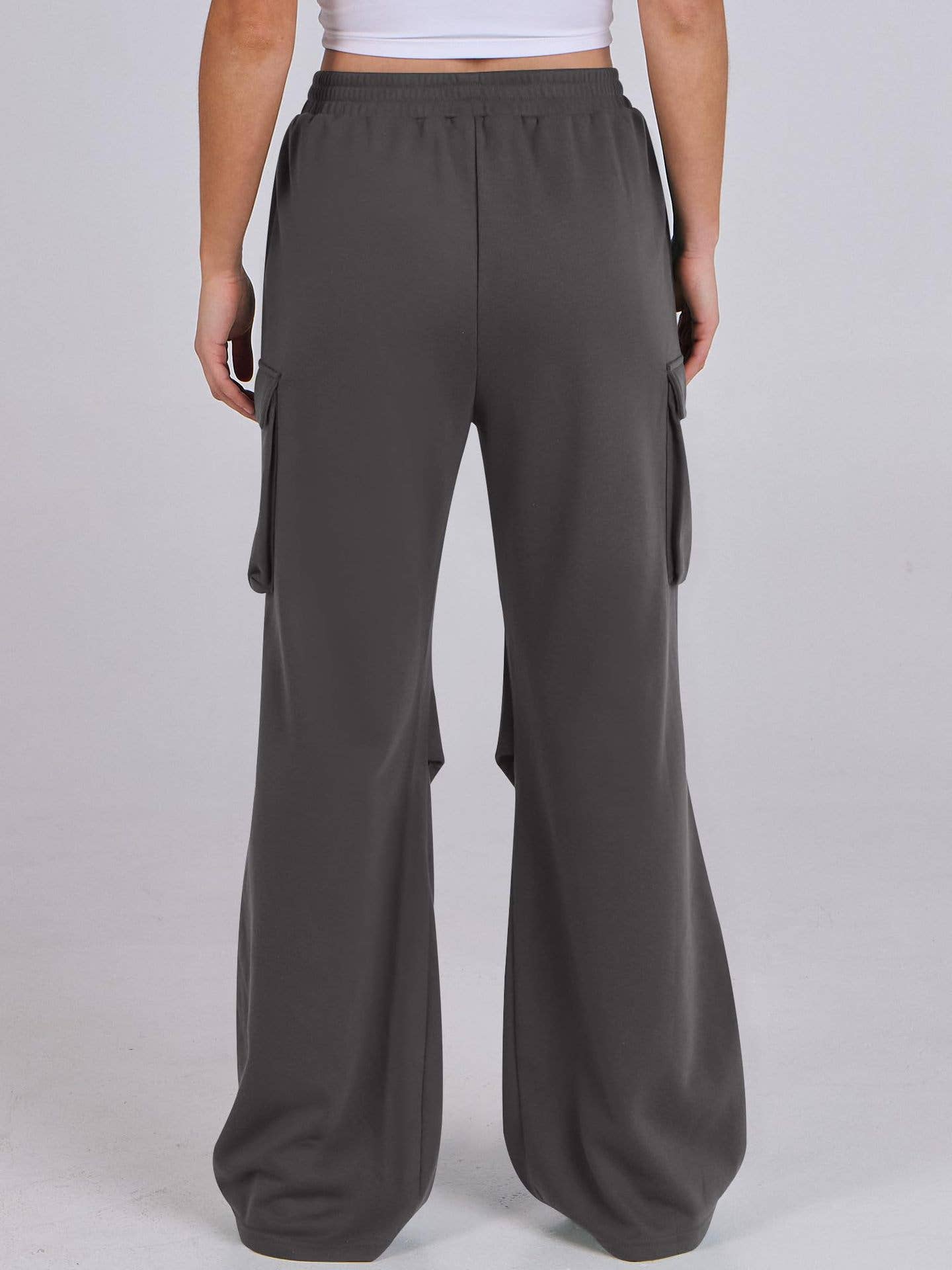 BAGGY STRAIGHT WIDE LEG ELASTIC WAIST OVERALLS