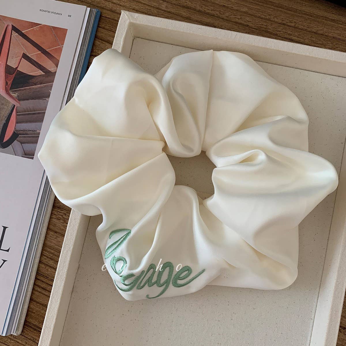 SATIN EMBROIDERED LETTER HEADBAND HAIR ACCESSORIES