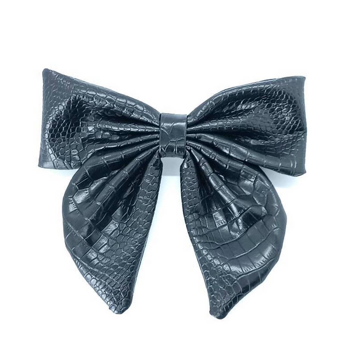 Elegant Croc PU Leather Bow Hair Clip
