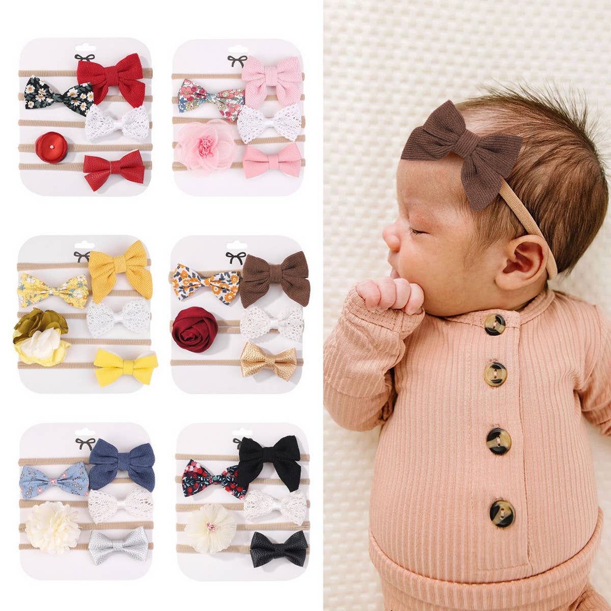 Baby Nylon Headband Set with Soft Bow_CWAHA6725