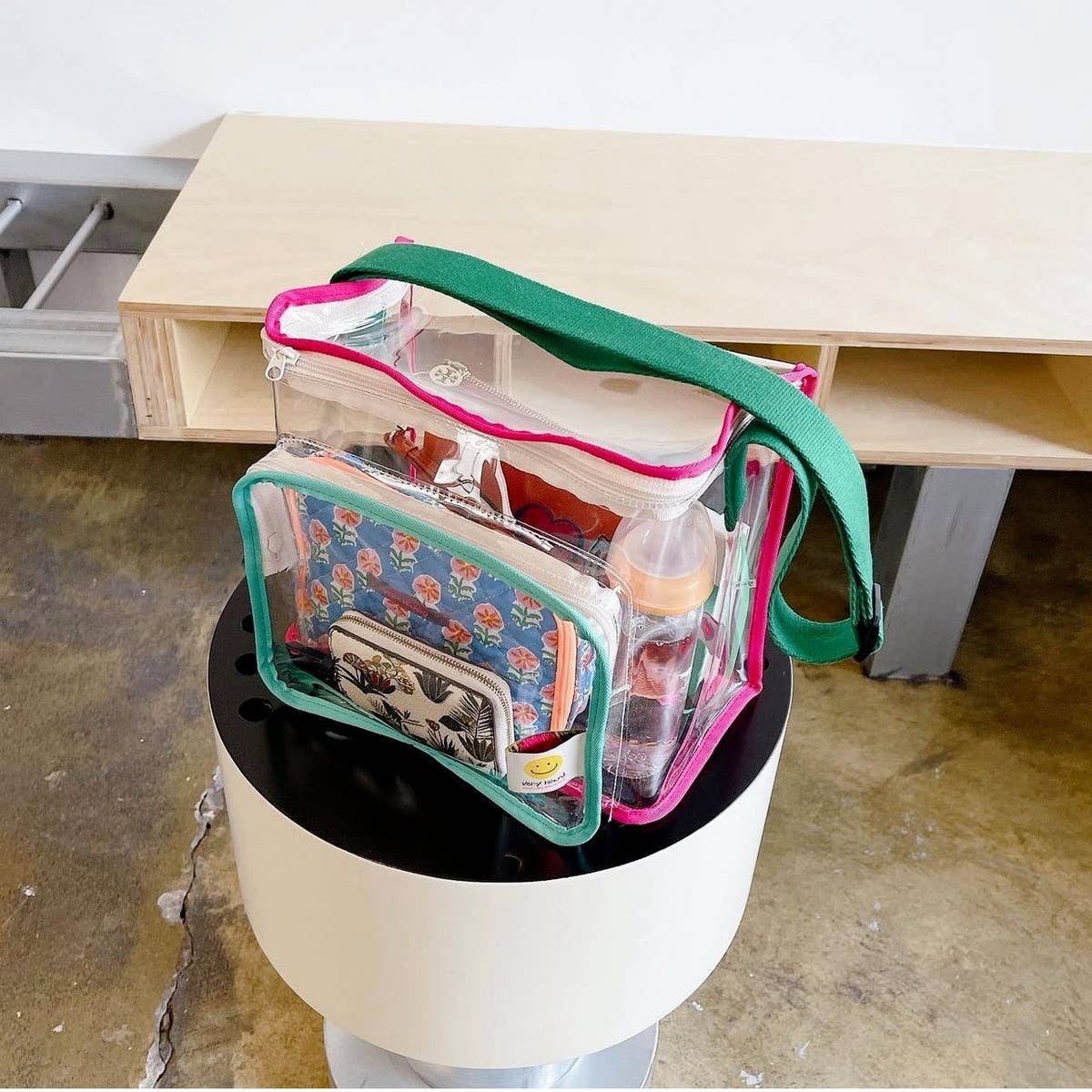 COLOR MATCHING TRANSPARENT BEACH BAG SHOULDER BAG_CWAB1921