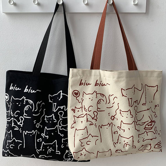 CANVAS TOTE BAGS WITH ADORABLE ANIMAL PRINT_CWAB2046