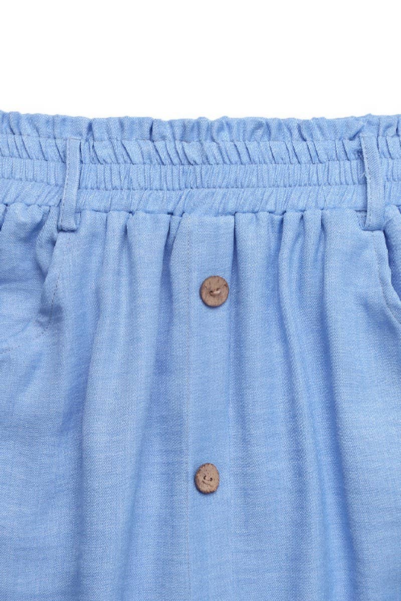 CWBLS0554_SOLID COLOR BELT POCKET BUTTON SKIRT
