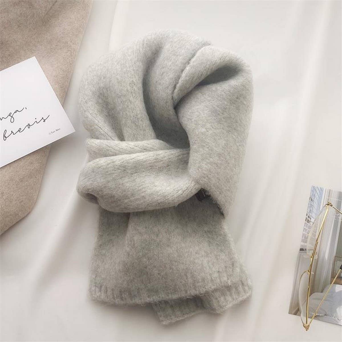 Soft Knit Neck Scarf - Faux Cashmere Winter Wrap_CWASC1260