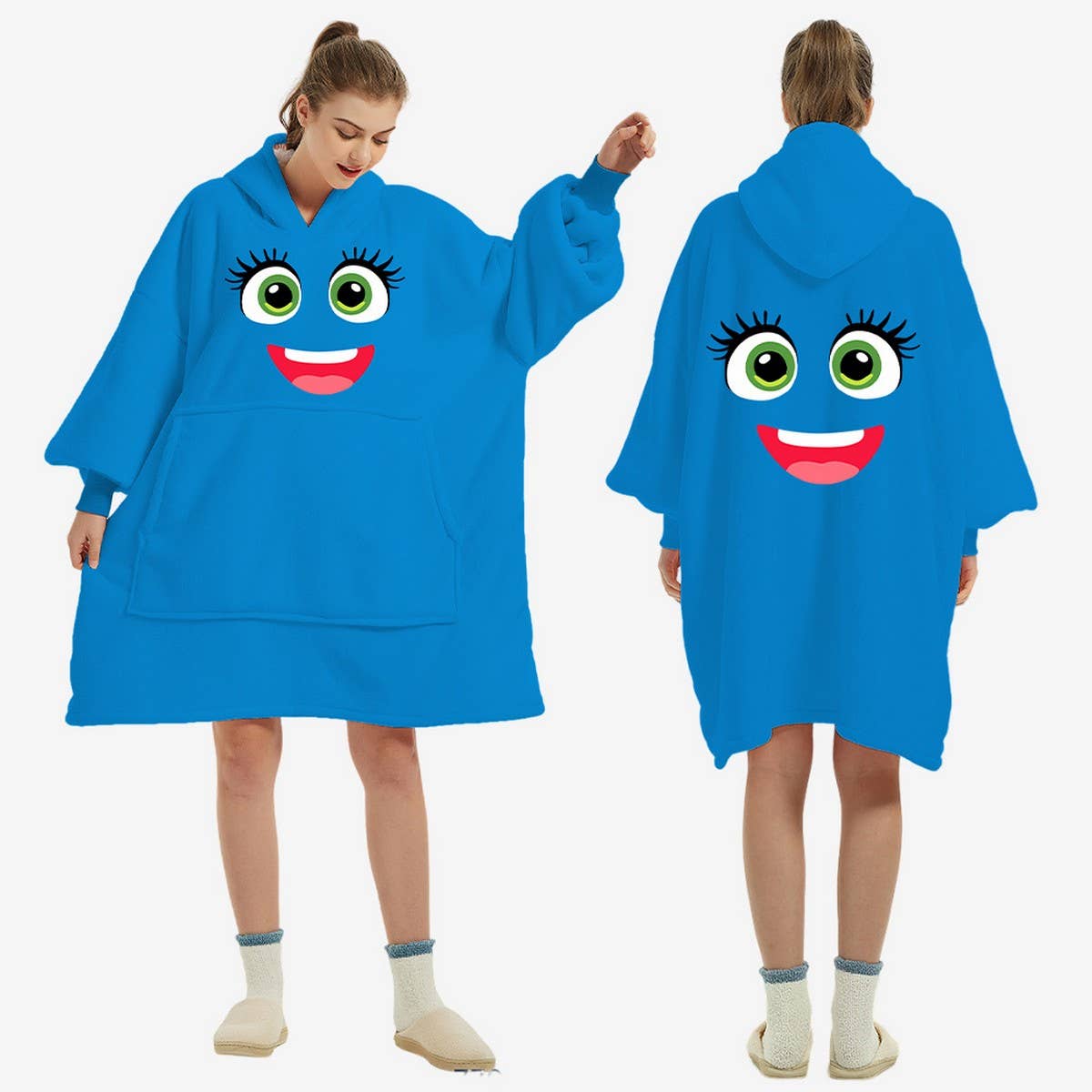 Double-Layer Sherpa Hoodie Blanket Lazy Wear