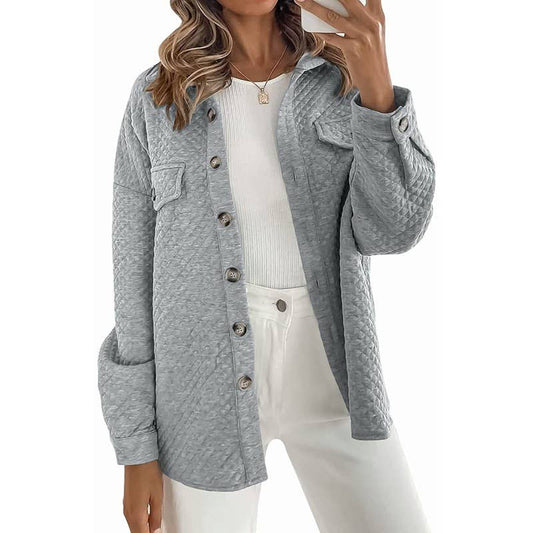 LIGHT CASUAL SOLID COLOR COAT WITH DIAMOND POCKET