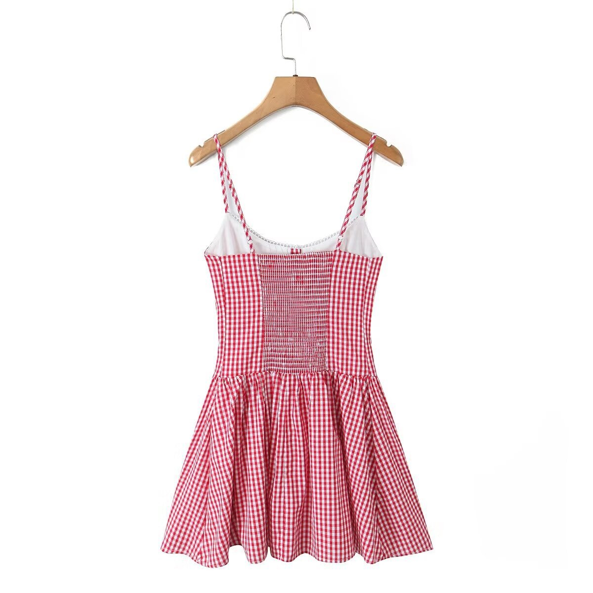 Plaid Button Front Cami Dress - French Style_CWDMD5798