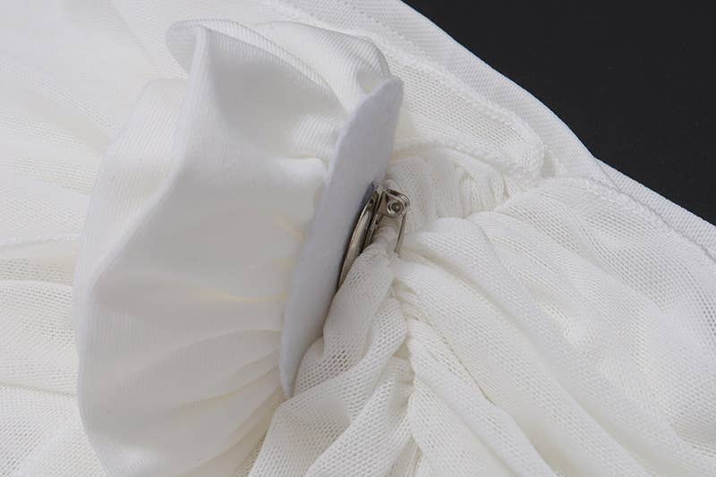 Off Shoulder Bow Mesh Asymmetrical Dress