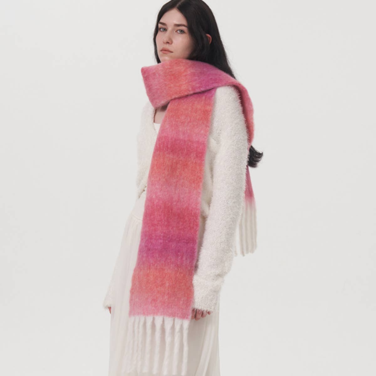 Gradient Wool Scarf for Women-Luxury Winter Warmth
