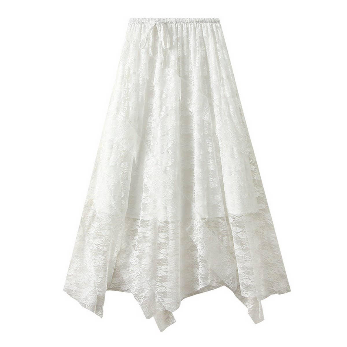 Irregular Lace A-Line Midi Cake Skirt
