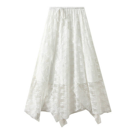 Irregular Lace A-Line Midi Cake Skirt