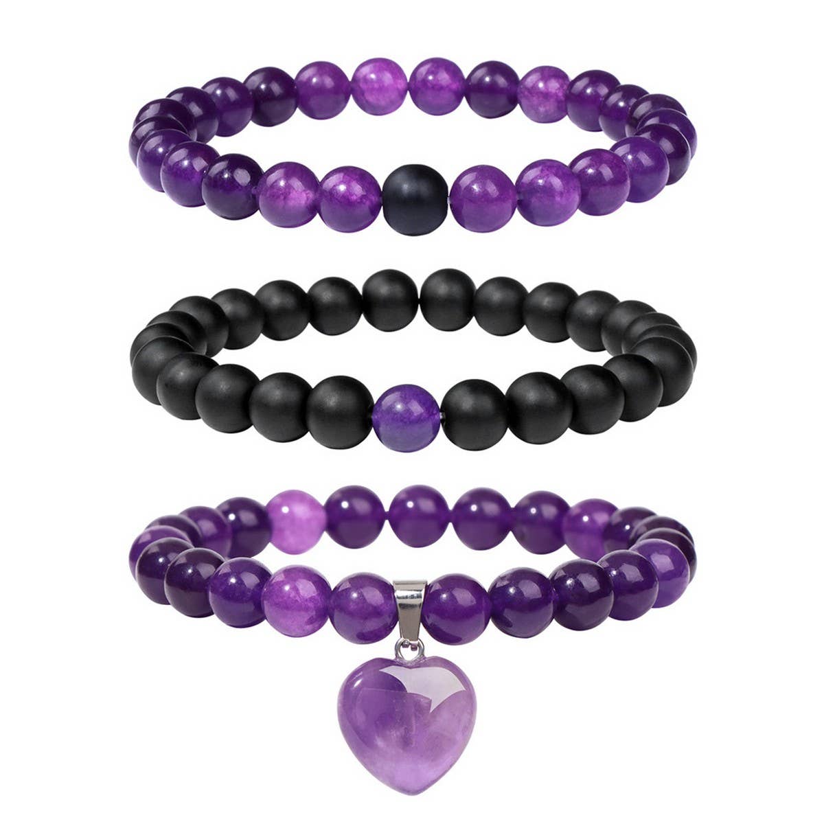 CWAJE4222_NATURAL AMETHYST HEART PENDANT SET BRACELET