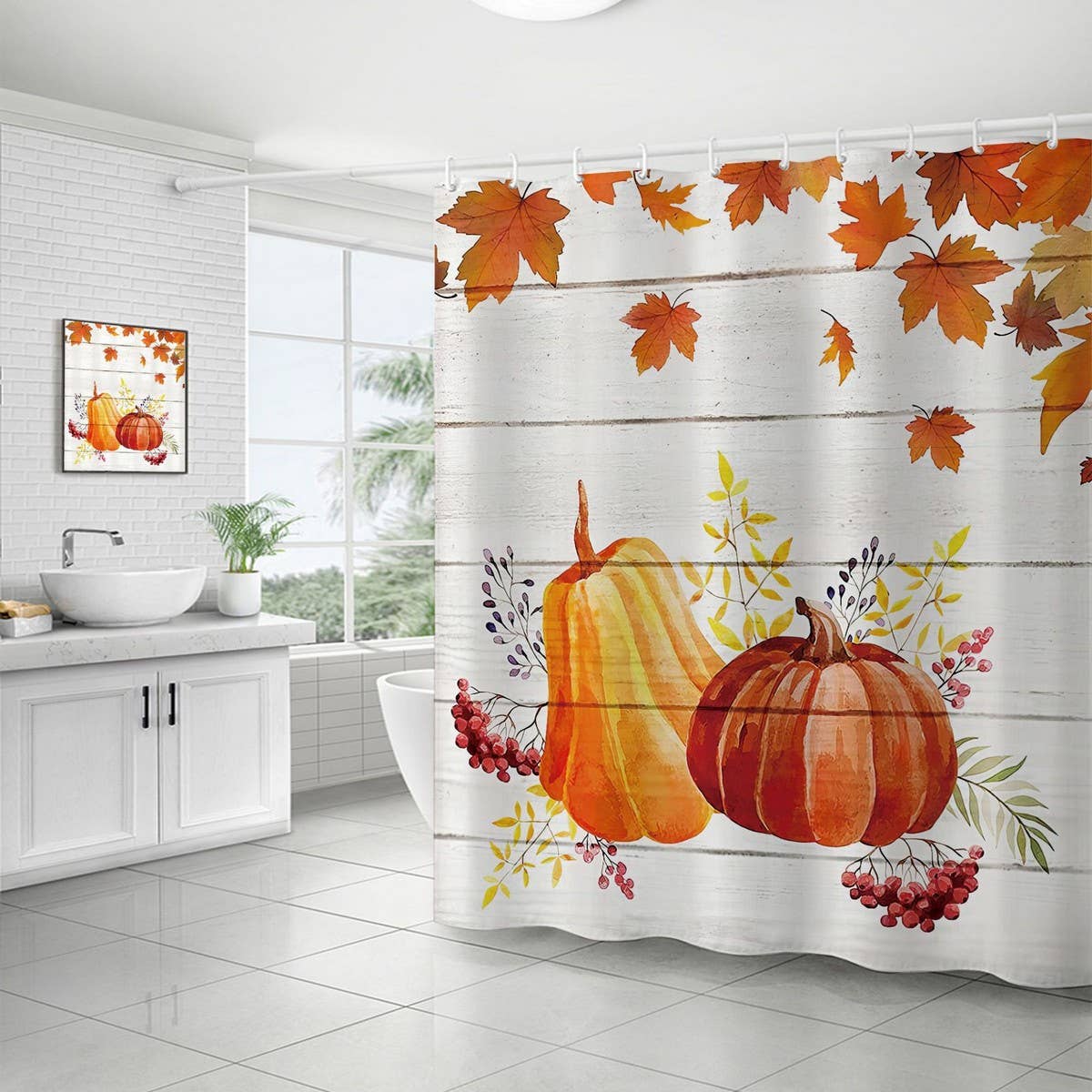 HARVEST PUMPKIN SERIES SHOWER CURTAIN