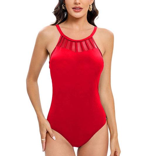 Solid backless slim-fit bikini